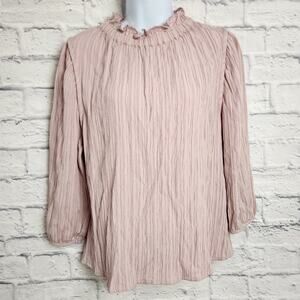 Ro & De Blouse Womens Size Small Ruffle Collar Buttons down Back Mauve color